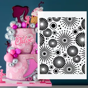 Starburst Cake Stencil Sprinkle Mold Set, Food Grade Reusable Baking Decoration Template, Home DIY Cake Printing Tool for Weddings Birthdays Parties Desserts Cookies Fondant Cakes