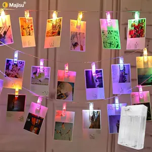 Cute LED String Lights with Clips, Hangs 20-10 Photos, Colorful Decorative LED Ambient Light for Bedroom Living Room Wall Decoration, Led Ambient Lighting