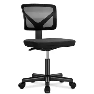Office Computer Desk Chair, Ergonomic Low-Back Mesh Rolling Work Swivel Chairs with Wheels, Armless Comfortable Seat Lumbar Support for Home, Bedroom, Study, Student, Adults, Black