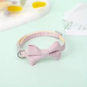 1 adorable plaid cat collar with bow tie, adjustable cat neck collar, perfect for holiday wear and everyday wear