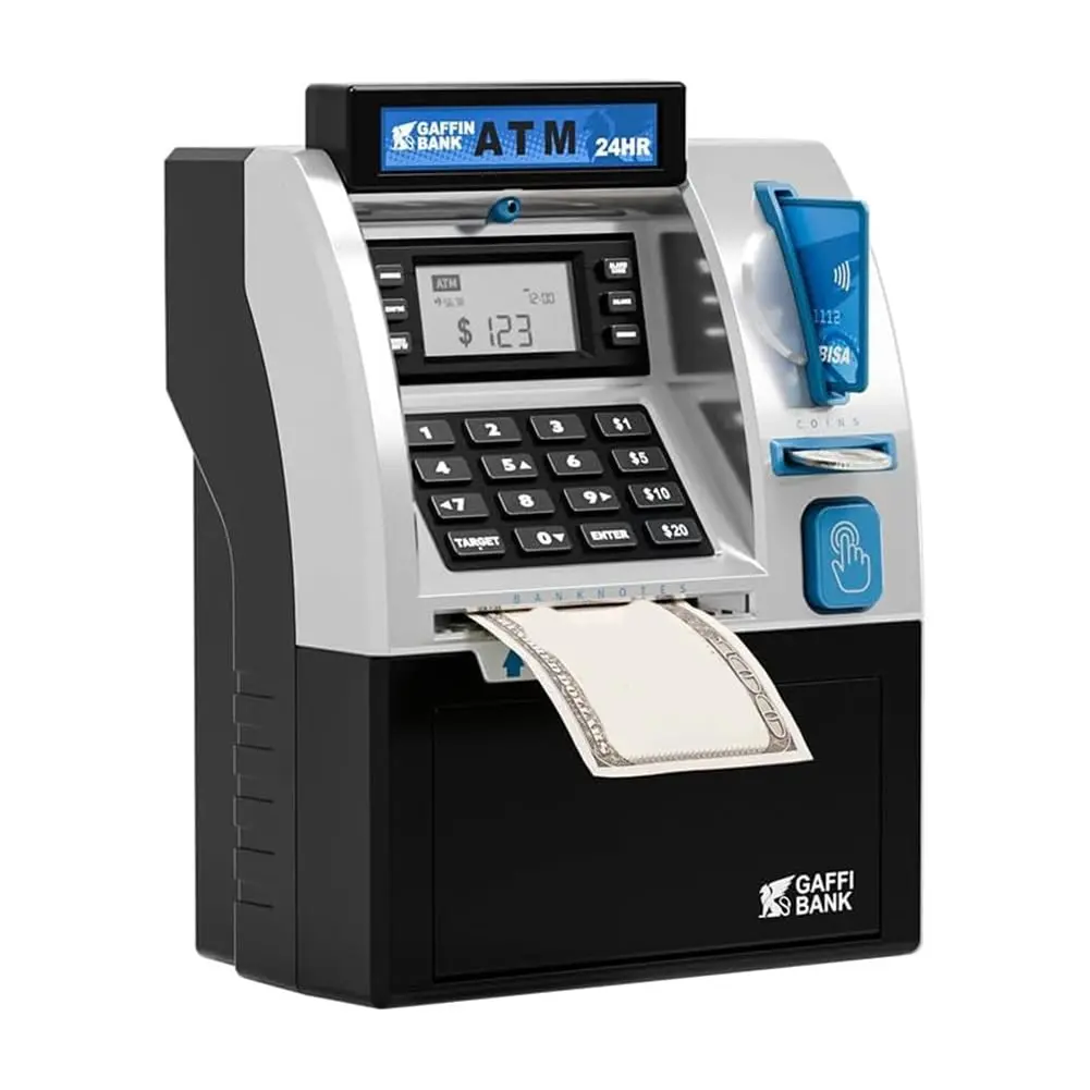 Kids' ATM Piggy Bank with Debit Card, Coin Recognition, Balance Tracking for Fun Money Learning (Home Supplies Home Decor)