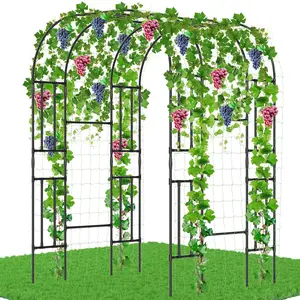 MOPHOTO Extra Tall Garden Arch Trellis for Climbing Plants Outdoor, 87" H Metal Arbor Plant Support Trellis Archway for Climbing Vine Vegetable/Fruit/Flower Yard Lawn Garden