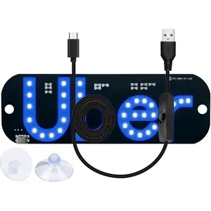 LED Taxi Windshield Light Sign USB-C Powered Rideshare Display with Suction Cups for All Vehicles Holiday Gift