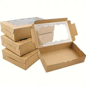 10pcs/20pcs Cookie Boxes, Cupcake Boxes, Bread Packaging Boxes, Candy Snack Boxes, Sweet Treat Containers with Windows, Wedding Birthday Gifts, Premium Cake Box