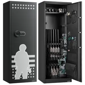 VEVOR 10-12 Gun Safe, Long Gun Cabinet for Rifles and Pistols, Quick Access Rifle Safe with 4 Pistol Pockets and 3 Adjustable Racks, Large Digital Cabinet with Key and Password Lock