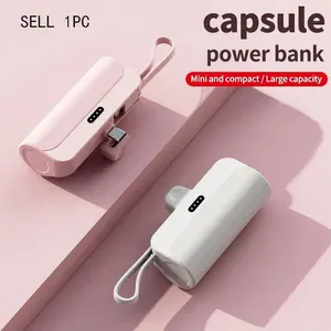 Pocket Wireless Charger, 5000mah Battery, Compact Portable, USB Input, Large Capacity Power Bank, Lithium Ion, for iPhone and Android