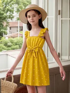 Tween Girls Polka Dot Cute Lace Sleeveless Dress, Adorable Summer Fashion, Perfect for Parties and Casual Wear