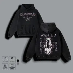 Flower Archaeologist Vintage Washed Hoodie, Aesthetic Floral Anime Graphic Sweatshirt, Vintage Streetwear Unisex Loose-Fit, Gift for Manga Fan Merch