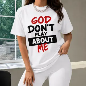 100% Cotton "God Don't Play About Me" Faith-Inspired Graphic Tee, Stylish Casual T-Shirt For Men & Women, Plus-Size Available, Great Gift For Golf Enthusiasts