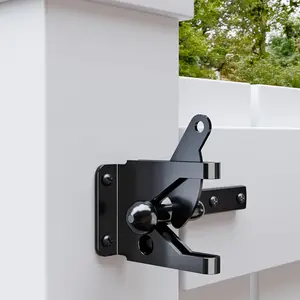 2 Pack Heavy-Duty Self-Locking Gate Latch for Wood Fence Gate - Automatic Gravity Lever, 4.6in, Durable Steel, Sleek Black Automatic Gate Latch