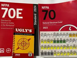 NEC 2023 Codebook + NFPA 70E 2024 with TABS and Ugly's Electrical reference good Deal 4 Combo pack Safety Softcover