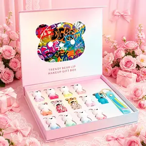 13-Piece Cute Bear Lip Gloss Gift Set, Glossy Lip, Multi-Color, Skin-Friendly, Includes Fun Charm, Perfect for Valentine's Day, Best Friend Birthday Gifts, Glossy Juicy Lip