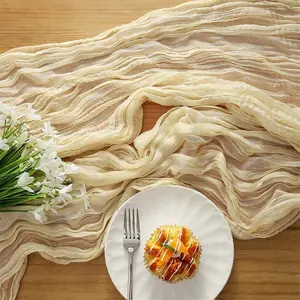 Bohemian Gauze Tablecloth  Semi-transparent Crinkled Cheesecloth Scarf for Weddings Baby Christenings Birthday Parties Perfect for Table Center Decorations and DIY Party Decorations