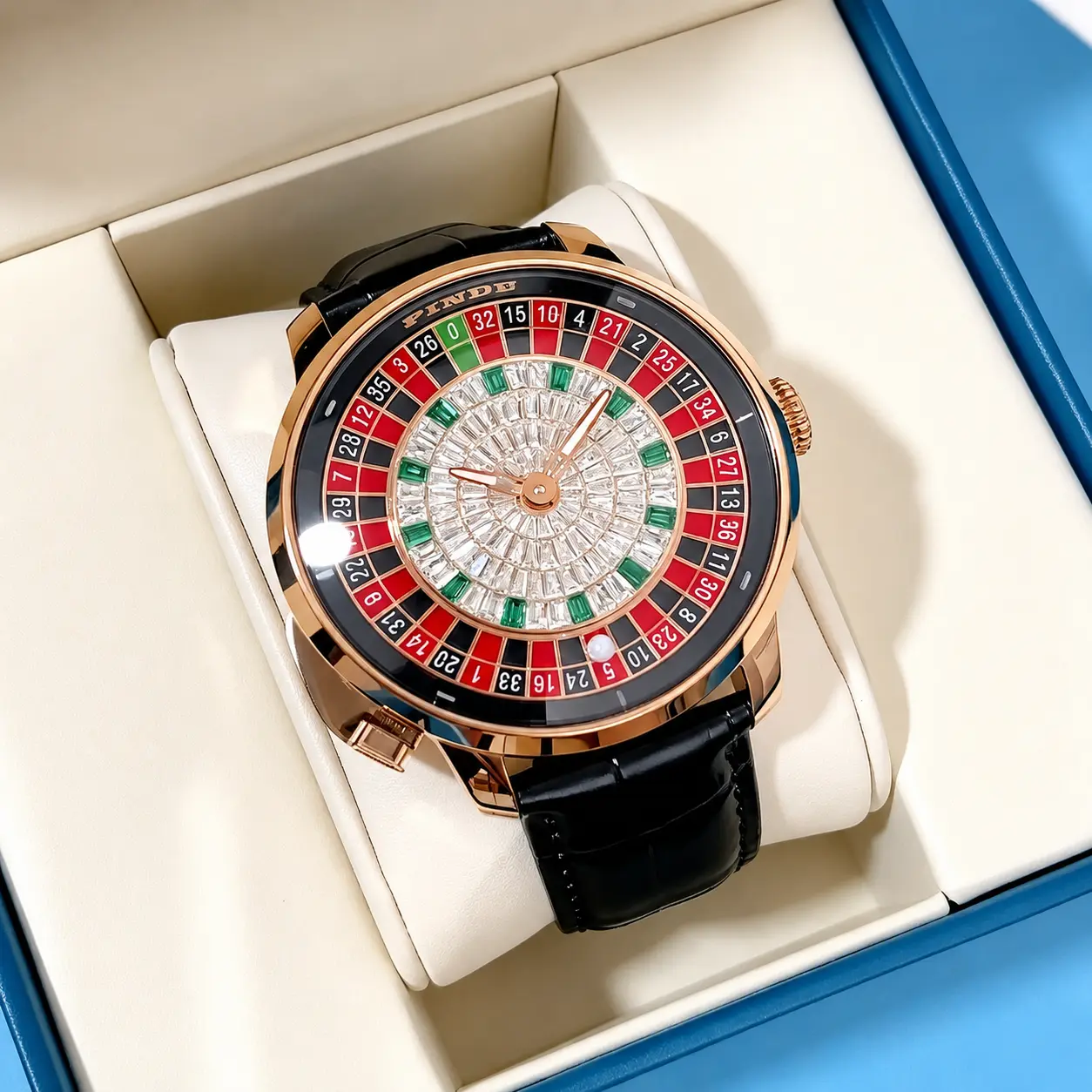 PINDU New NH35A Mechanical Watch for Men - Press Button Roulette Game, Stainless Steel Case, Sapphire Watch Glass, Diamond Crystal Dial, Interactive Men's Personalized Creative Watch. Luxurious Appeal Unique Design