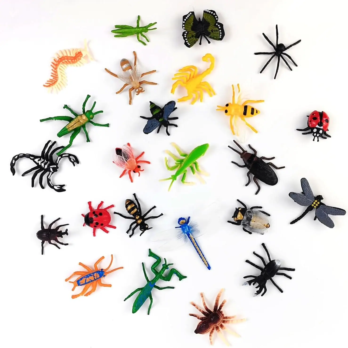 24PCS Bug Toys Figurine Set Fake Plastic Bugs and Insects for Kids Toddler Halloween Birthday Party Favors Easter Valentines Basket Stuffers Goodie Bag Fillers April Fool's Day Prank Gifts Fake Bugs Toys