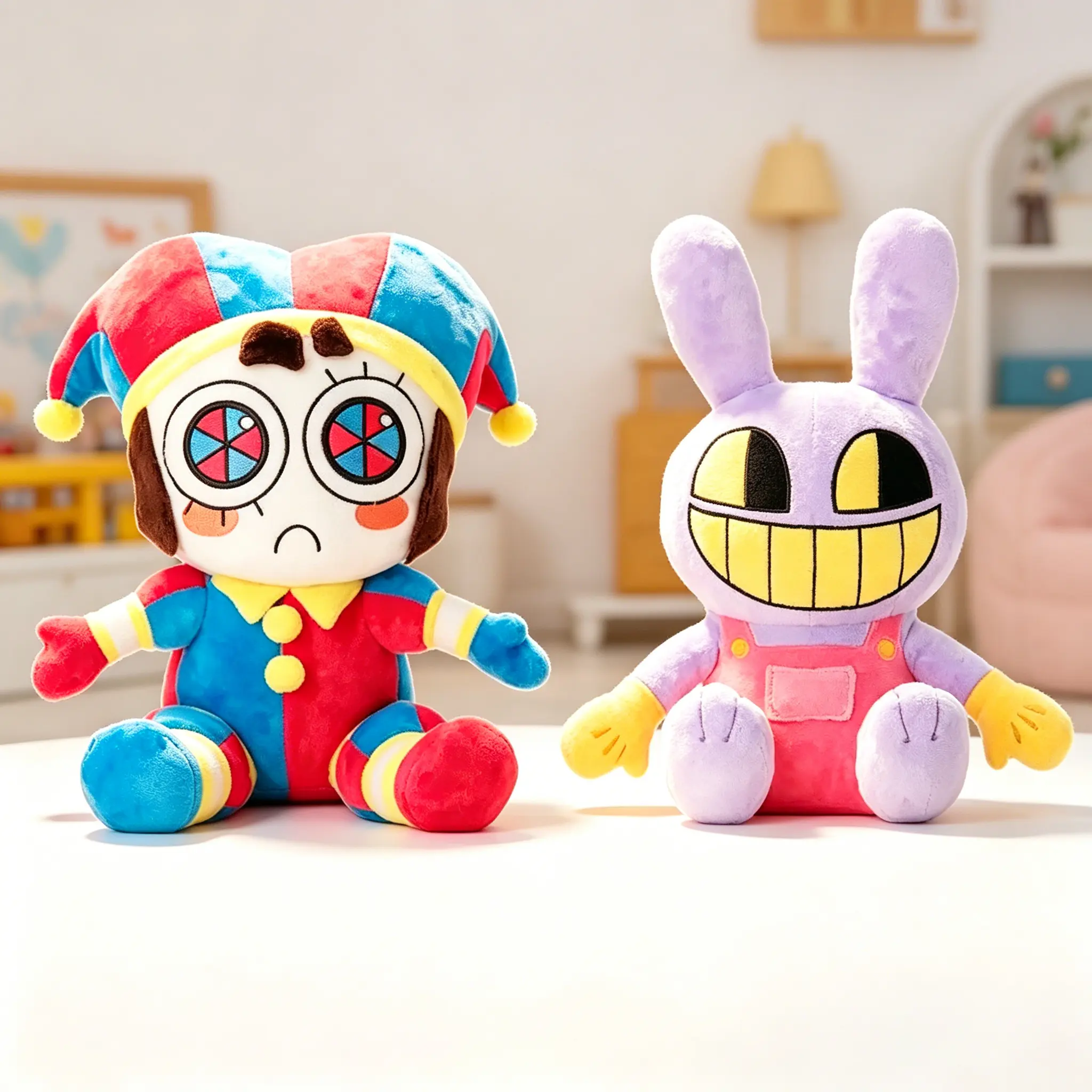 The Amazing Digital Circus Plush Set, Jax Rabbit & Pomni Clown Soft Stuffed Ragdoll Pillows, Fluffy Collectible Plushies, Decor & All-Age Fan Gift