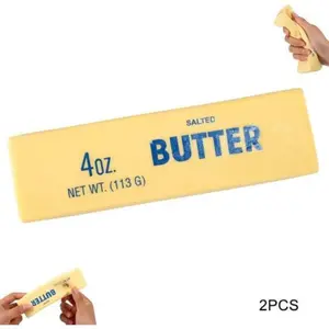 2 Pack Slow Rise Soft Butter Stick, Squeeze Butter Toy Stress Relief Ball, Food Shaped Squishy Toy for Anxiety Relief, Sensory Fidget Toy, Perfect as Party Favors Gift
