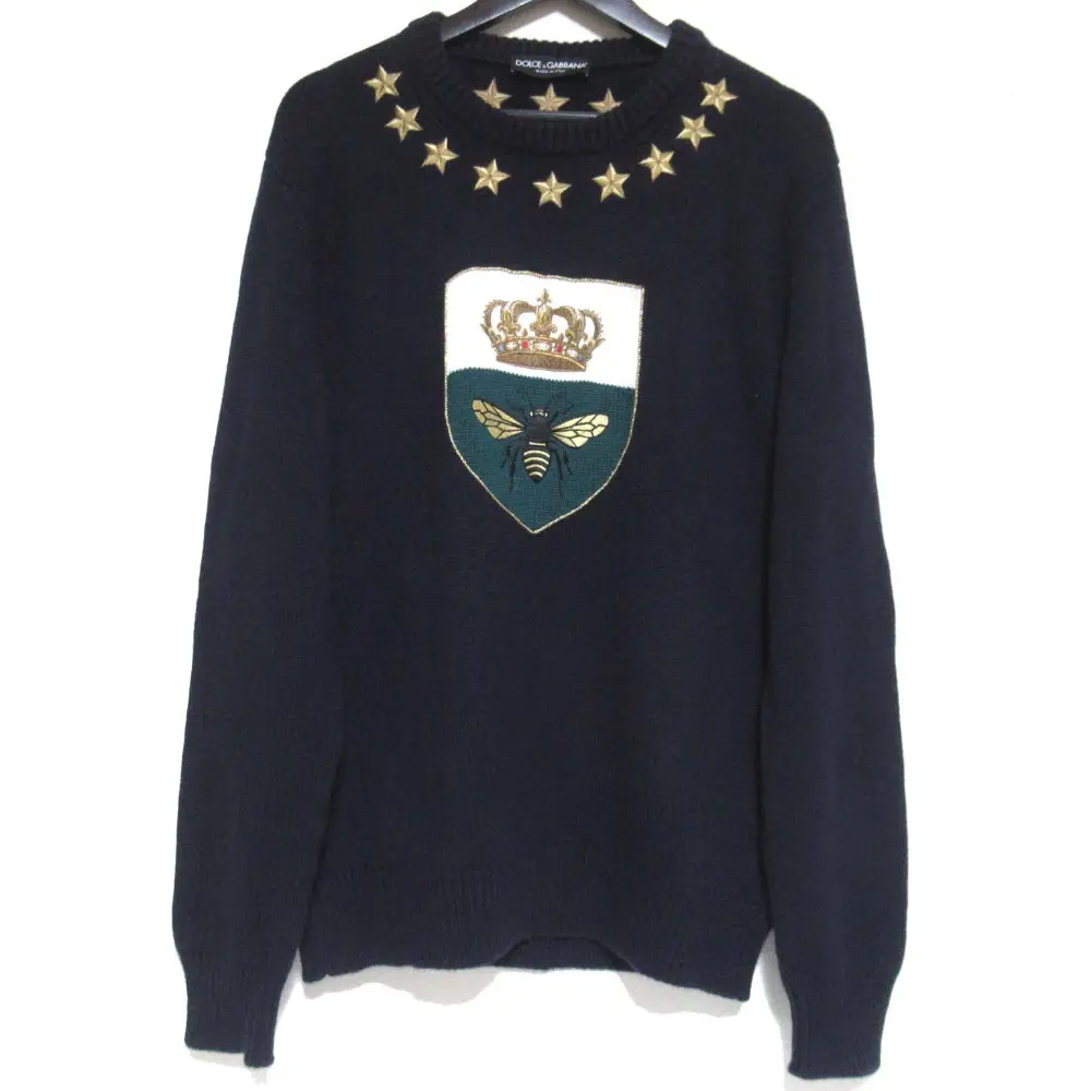 Pre-owned DOLCE & GABBANA Cashmere Small Leather Goods Dolce&Gabbana Embroidery Knit Sweater