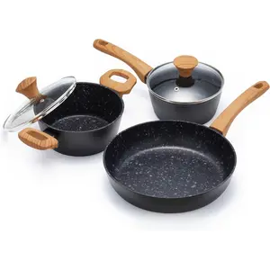 Jovire 3-Piece Nonstick Cookware Set 10.25 Inch Frying Pan & 2 Pots with Lids PFAS & PFOA Free Induction Compatible Dishwasher Safe for Beginner Kitchen