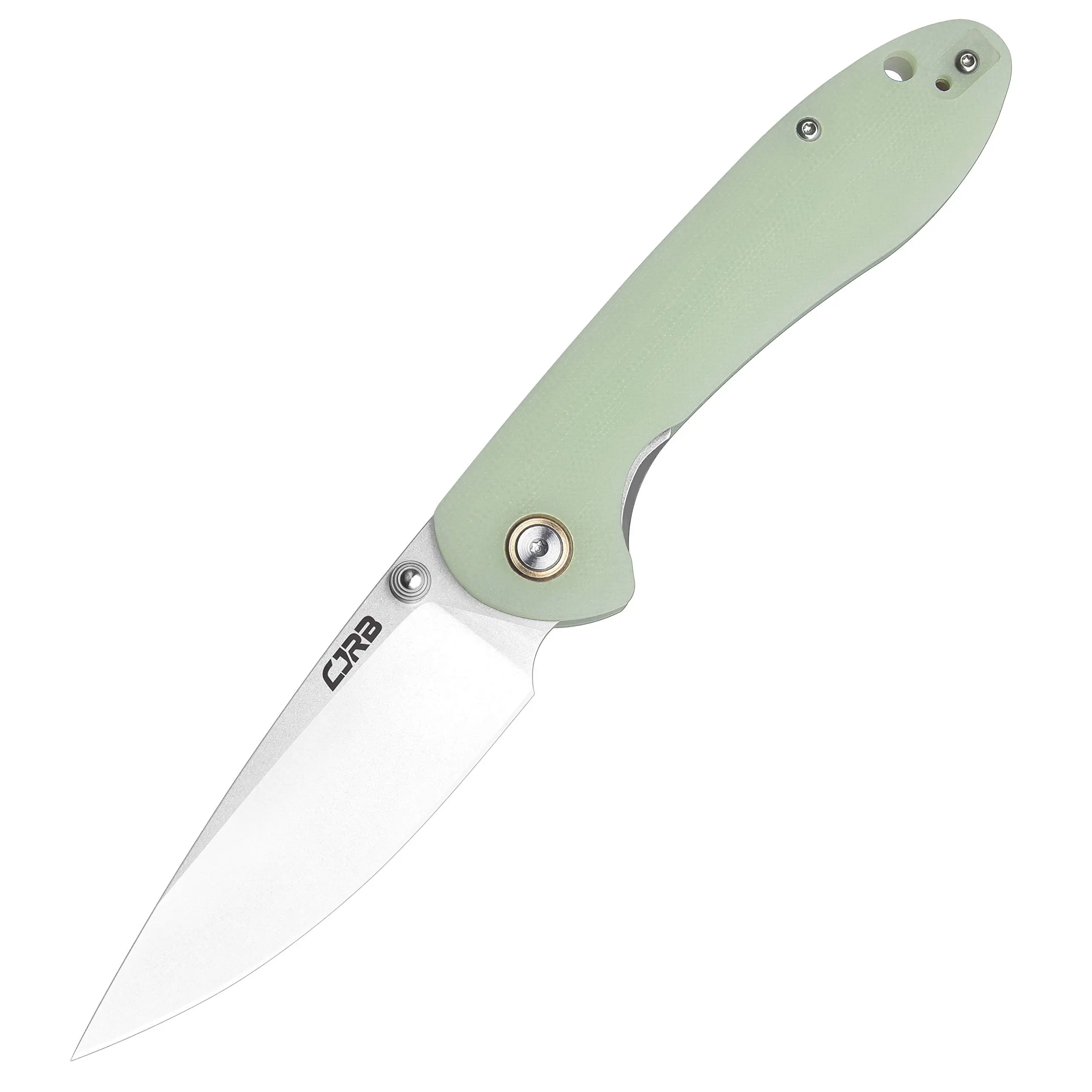 CJRB Folding Knife Feldspar Tool Knife with Stonewash D2/AR-RPM9 Steel Blade G10 Handle EDC Knife for Everyday Carry, Outdoor and FathersDayGift