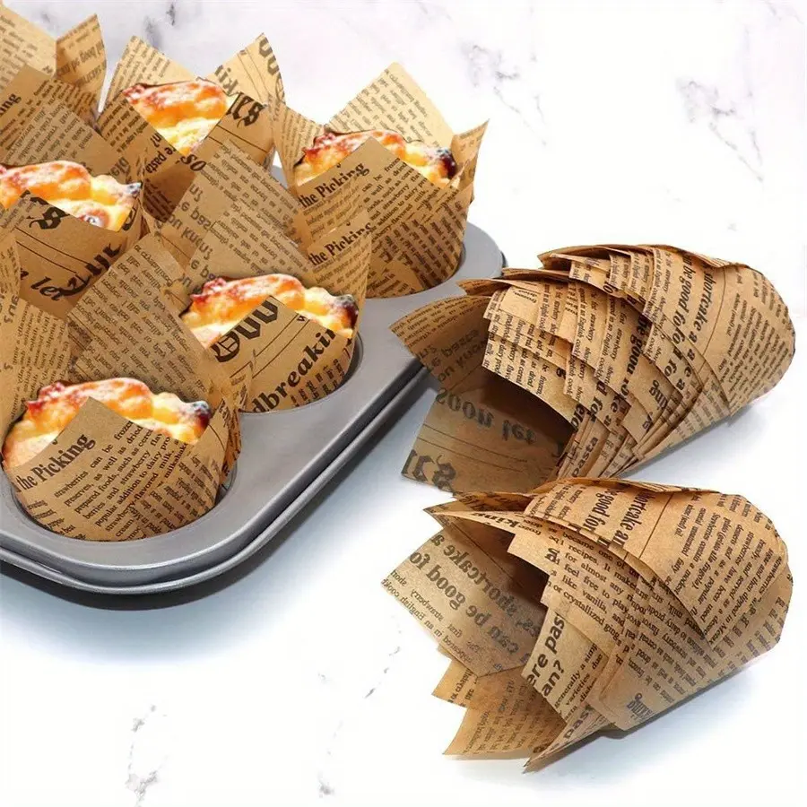 50/100/200pc Tulip Cupcake Liners, Greaseproof Paper Cake Wrappers, Baking Muffin Cups, Bakeware, Baking Tools, Baking Accessories, Baking Supplies, Bakery Supplies for Weddings & Birthday Parties