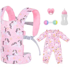 5 Pcs Doll Carrier and Accessories for 16-22 Inch Baby, Carrier Backpack Set With Stuff for 17-18 Inch Dolls