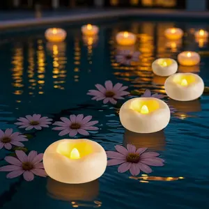 JMTONE Floating Candles, Water-Activated 2.3" Flameless LED Candle 150+ Hours Waterproof Plastic White Battery Operated Candle for Centerpieces, Cylinder Vases Table Decorations Wedding Pool Party