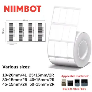 Niimbot Label Paper Roll, 10x20mm/4L, 1200 Sheets, Compatible with Niimbot B21/b203/b30s, Office & Home Use, Original Labels, Label Stickers