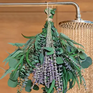 52-Pc Dried Eucalyptus & Lavender Bundle | 17'' Natural Stems for Home, Bathroom & Decorative Arrangements Fruit Plants Set Ornaments