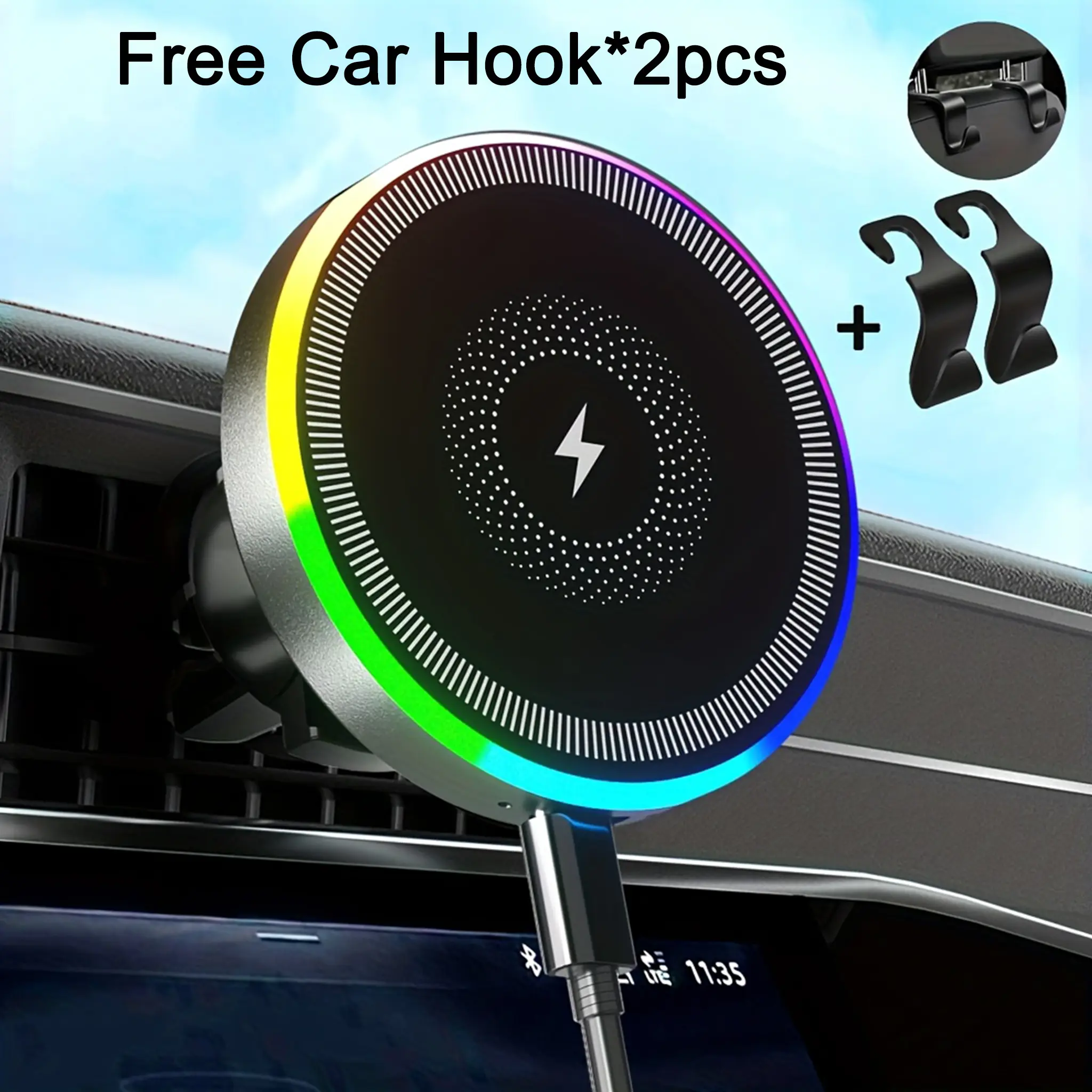 Car Wireless Charger Stand 15w Fast Charging Magnetic Holder, Rechargeable, Fast Charging Solution, Compatible with iPhone 17/16/15/14/13/12/11 Pro Max Series