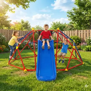 ARCH XCF007 6ft Dome climber with 1.2m slide for age 3+ climber with Climbing Stones   WL RR