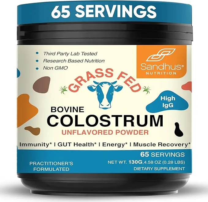 【Sandhus】Bovine Colostrum Digestive Health,Calostro Bovino, Colostrum Powder 0.28 LBS Supplement Edible Healthcare Fitness Dietary Natural Huawei