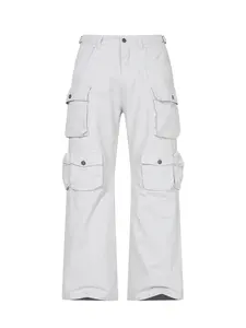 New Fashion Men's Multi-Pocket Work Pants, High Street Minimalist Style, Loose-Fitting Casual Streetwear Trousers for All Seasons