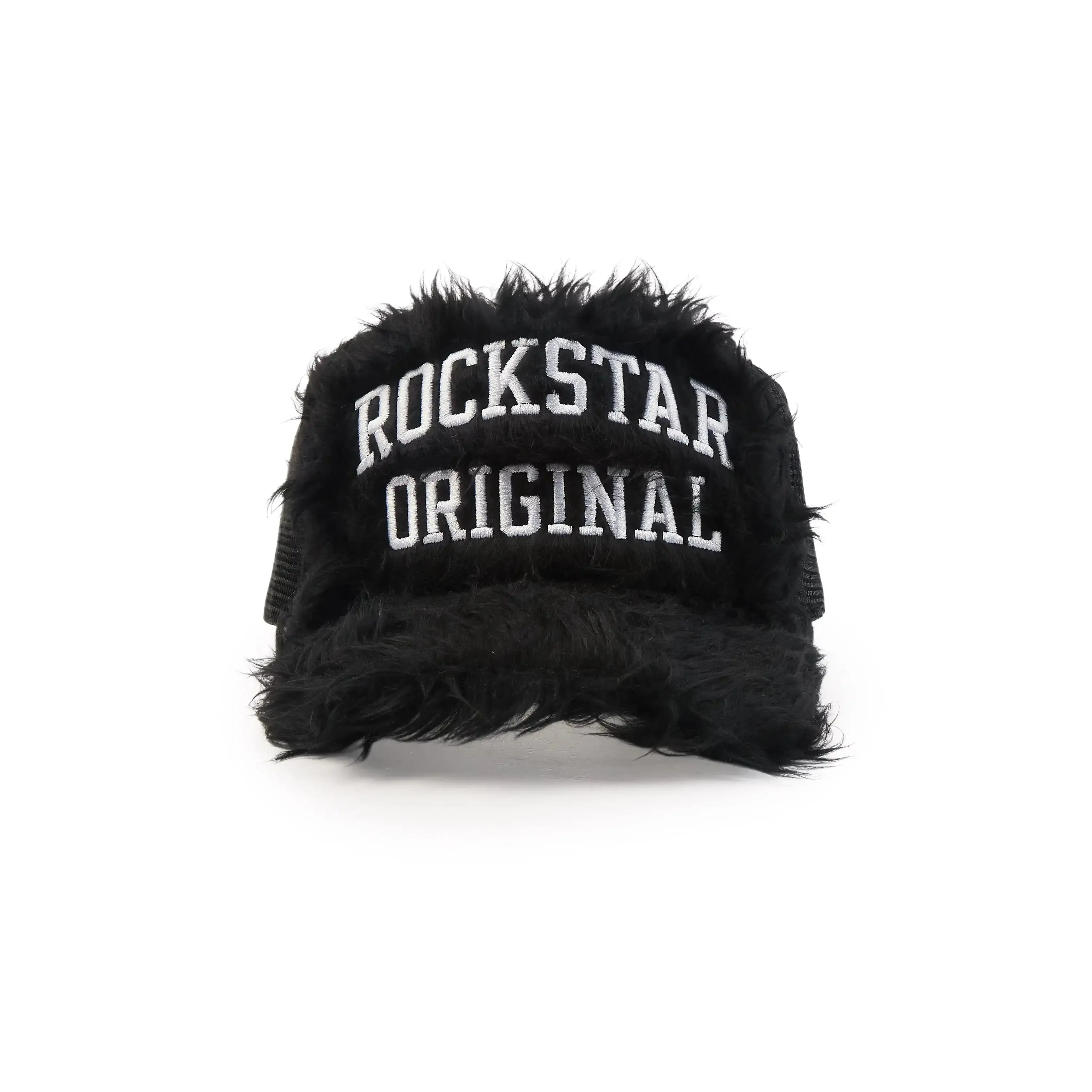 Donnesha Black Shaggy Fur Trucker Hat Donnesha Black Shaggy Fur Trucker Hat