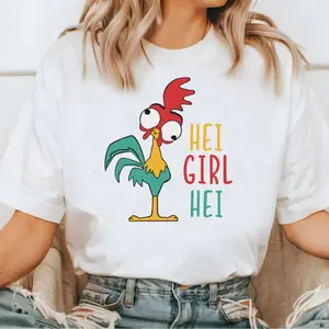 Hey Girl Hei Shirt, Princess Moaana Shirt, Heei Heh The Rooster Tee, Family Trip Shirt, Unisex Shirt For Vacation, Summer Shirt