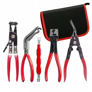 5PCS Professional Hose Clamp Pliers Set Hand Tools for Automotive Repair , Flexible Cable Fuel Line Removal Tool Kit ,Radiator, AC & Coolant Hose Clamp Removal Tool