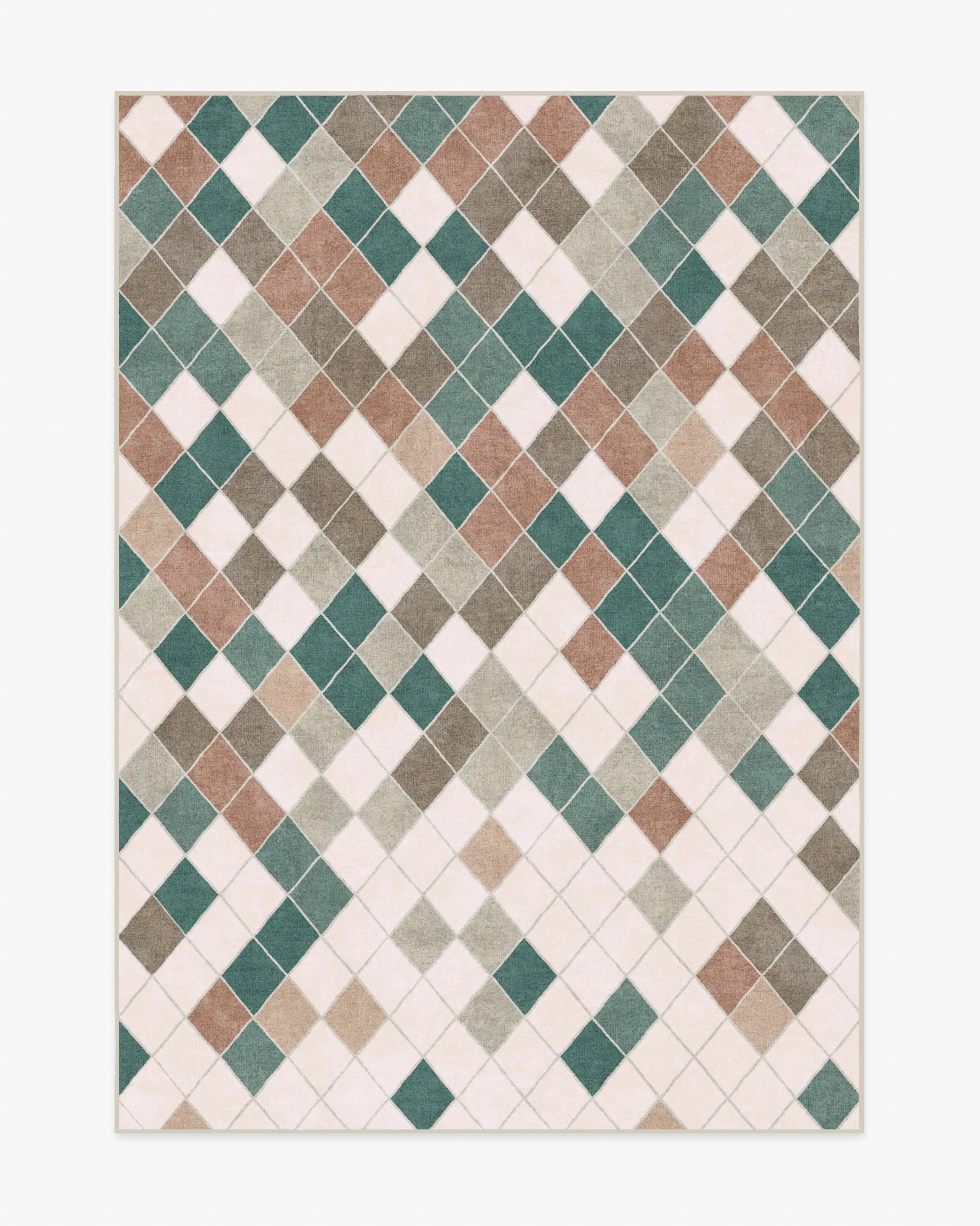 Diamond Mosaic Neutral Teal Flatwoven Rug