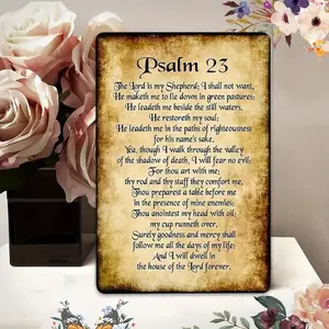 Tin Metal Sign Psalm 23 Wall Decor – Vintage Religious Christian Home Church Bible Study Room Rustic Psalm Verse Gift Idea Faith Reminder Metal Wall Art