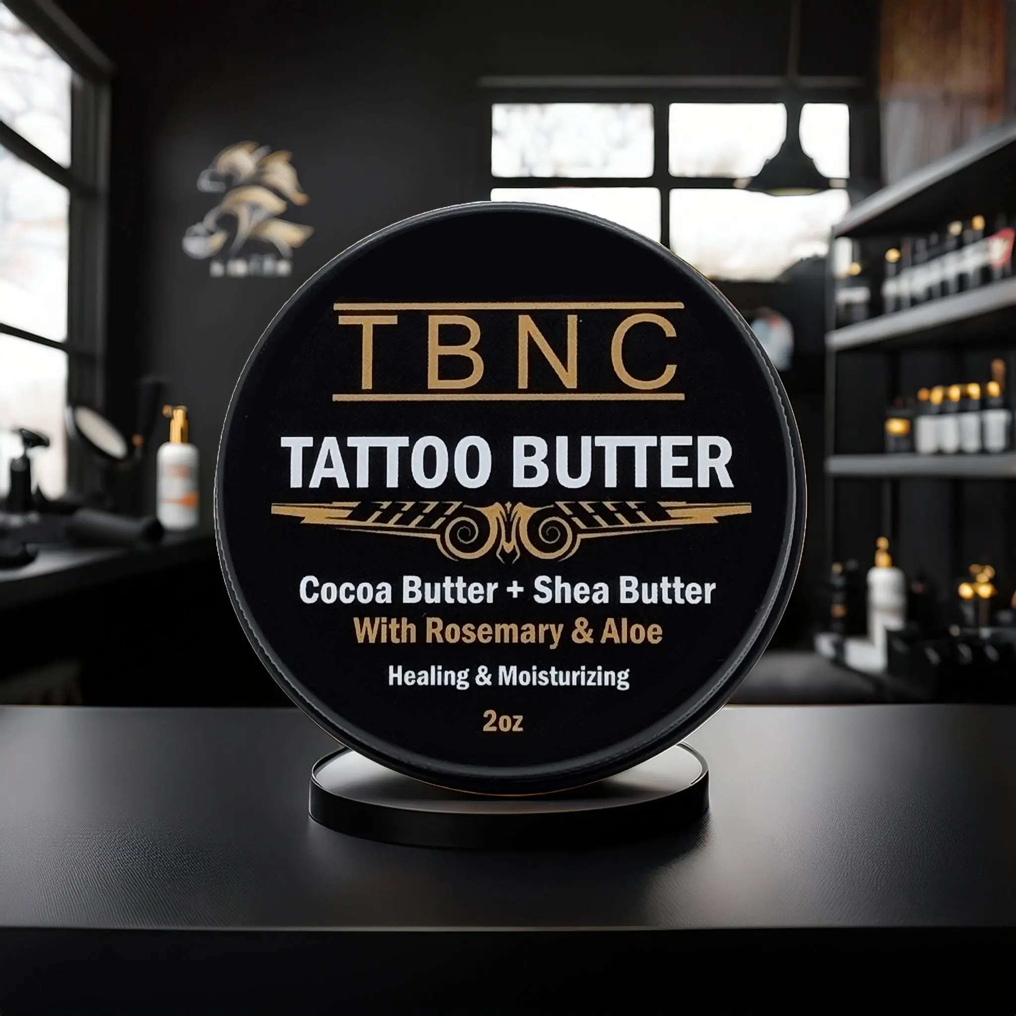 TBNC Tattoo Treatment Balm - Unscented 2oz Tattoo Aftercare with Cocoa, Shea Butter, Rosemary, Aloe, Beeswax, Oil, Minerals - Brightening, Healing, Moisturizing - Made in USA, Natural, Cruelty-Free