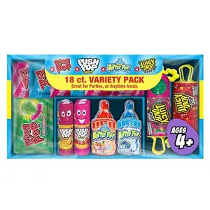 Bazooka Candy Brands Easter Candy Variety Pack, 18Ct Assorted Candy Lollipops, Bulk Individually Wrapped Ring Pop, Push Pop, & More, Birthday Party Favors, Easter Basket Stuffers, Egg Fillers, Gifts