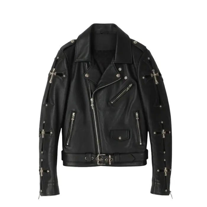 Cross Patch Leather Biker Jacket