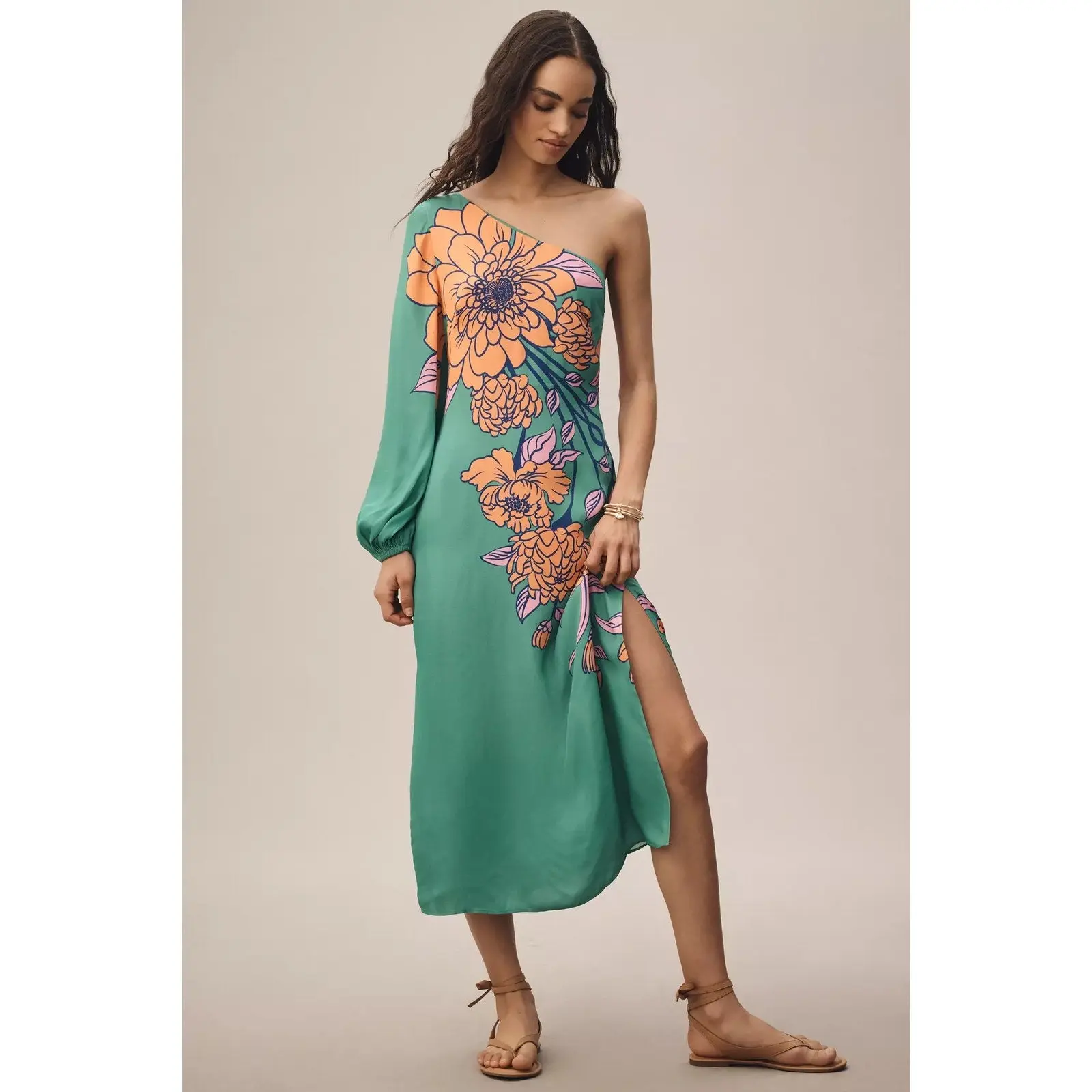 farm rio green midi dress Dream Girl Bubble Hem Dress