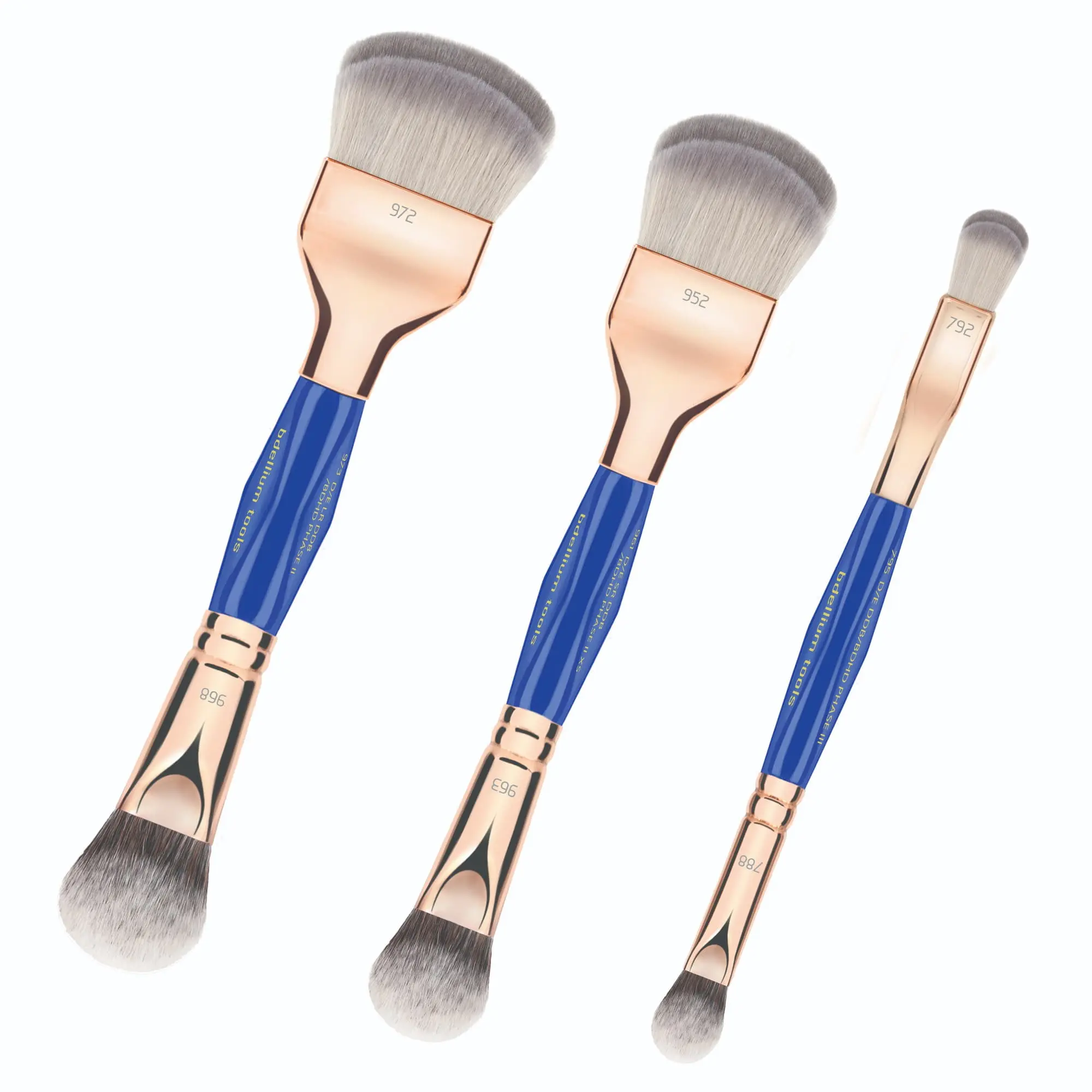 Bdellium Tools Professional Makeup Brush Golden Triangle Double-Ended Double Dome Blender / BDHD Brush 3pc. Set with 973, 961, 795