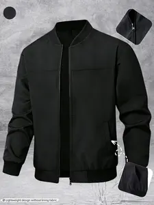 Men's Pilot Windbreaker Jacket, British Style Casual Baseball Collar Coat, American Vintage Lightweight Outdoor Commuter, Ideal for Camping, Hiking, Cycling