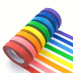 8-Piece Colorful Adhesive Tape Set for Crafts, Labels, DIY Decorations, Width 0.59 Inches, Perfect for Art Projects, Hotels, Restaurants, Offices