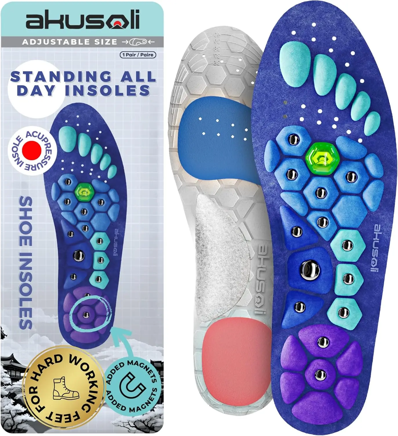 Akusoli New Version Orthotic Arch Support Insoles for Men and Women, Shock Absorbing Shoe Inserts for Work Boots, Walking, Running and All Day Standing Comfort, reduce plantar fasciitis pain