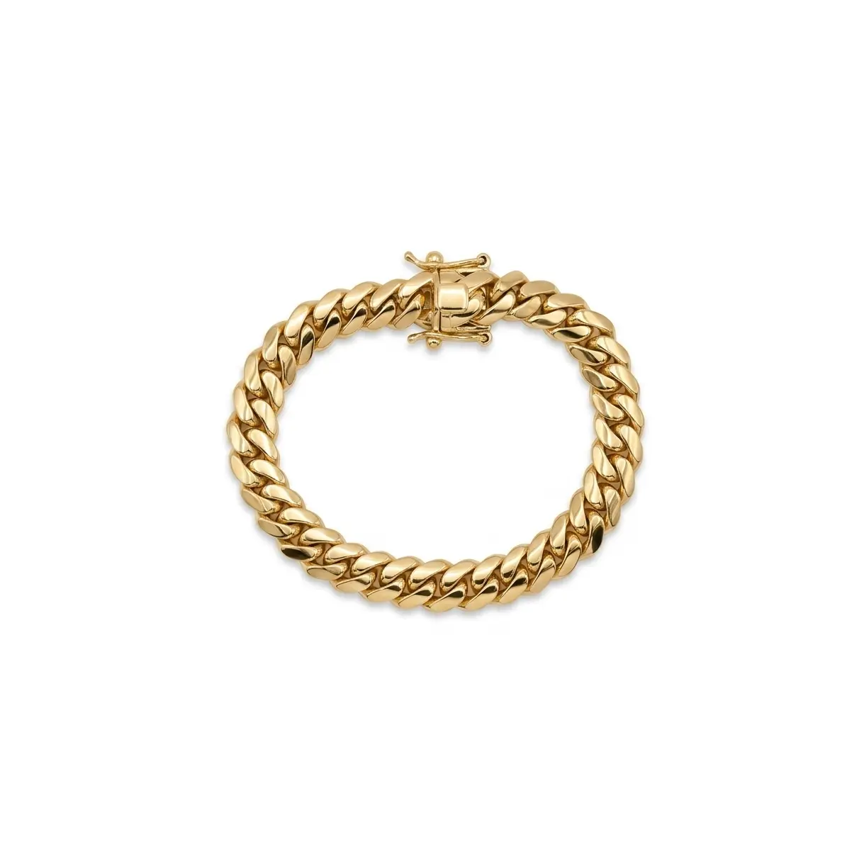 10MM 14KT Gold Over Silver Cuban Link Bracelet