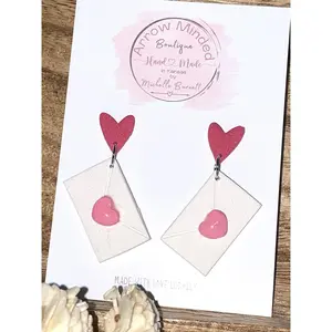 Handmade Love Heart Envelope Earrings