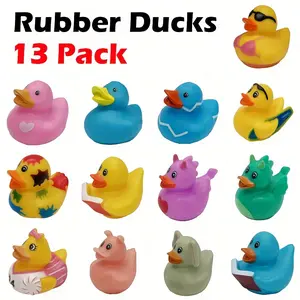 13 pieces of rubber duck Toy, suitable for jeep 2.3 inches in size, inflatable toys for adult collectors, suitable for children and baby gifts, party small gifts, summer beach swimming pool activities available Christmas