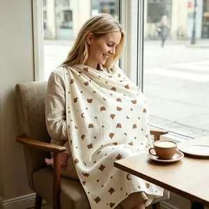 Baby Breastfeeding Nursing Cover, Hooded Mammoplasty Wrap, Full Coverage Breathable Mammawrap, Soft Lightweight Outdoor Use, Adjustable, Essential for Travel Shopping